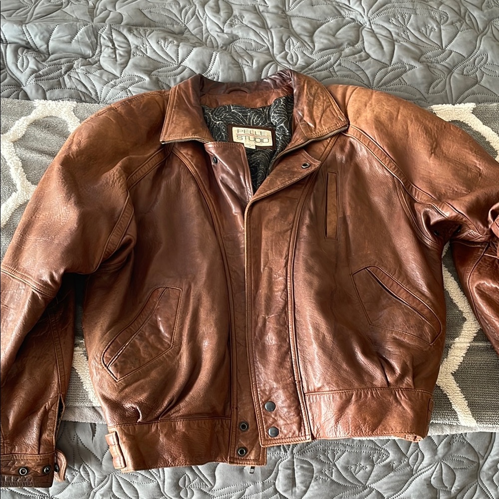 Pelle Studio Vintage Brown Leather Bomber Jacket